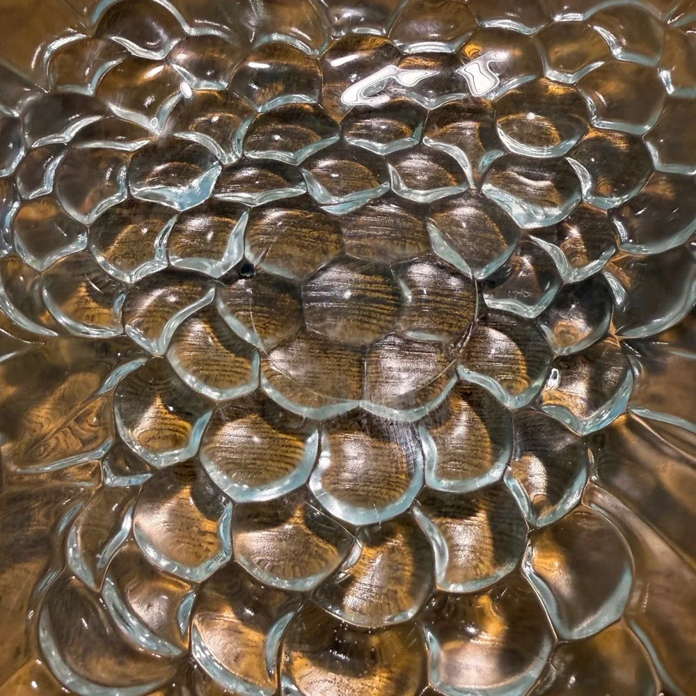 Vtg MCM Clear Glass Grape Cluster Serving 13